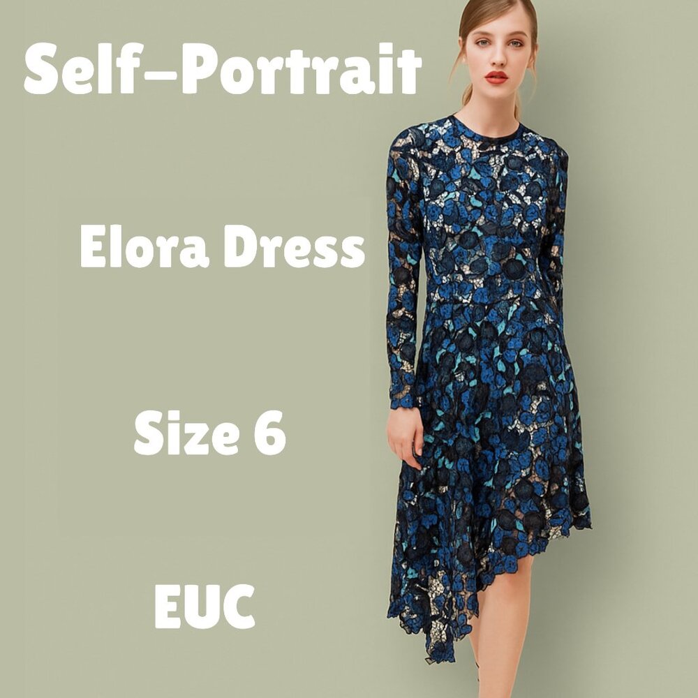 Self-Portrait Elora Lace Midi Dress Size 6 EUC